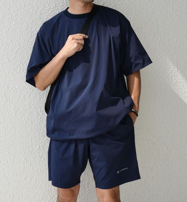 SHIPS any「【WEB限定】〈接触冷感/撥水〉ワッシャーナイロン スピンドル Tシャツ＋イージーショーツ セットアップ◇」|Tシャツ・カットソー|ネイビー