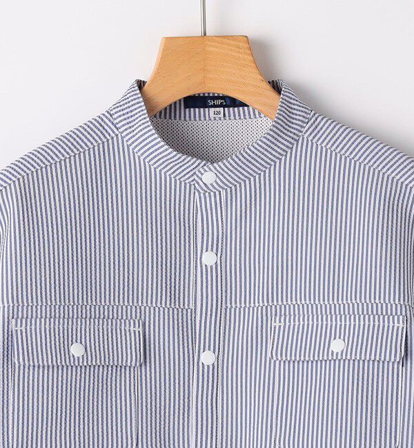 SHIPS KIDS「SHIPS KIDS:140～160cm /〈UVカット/吸水速乾〉ドライタッチ ストライプ シャツ」|シャツ・ブラウス|