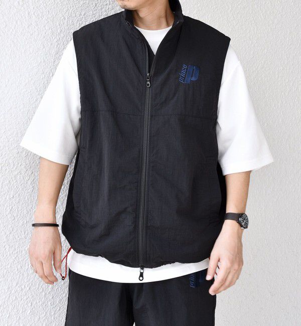 SHIPS any「【SHIPS any別注】prince:〈撥水/UVカット/遮熱〉ワンポイント ロゴ ナイロン ベスト(セットアップ対応)◇」|ベスト・ジレ|