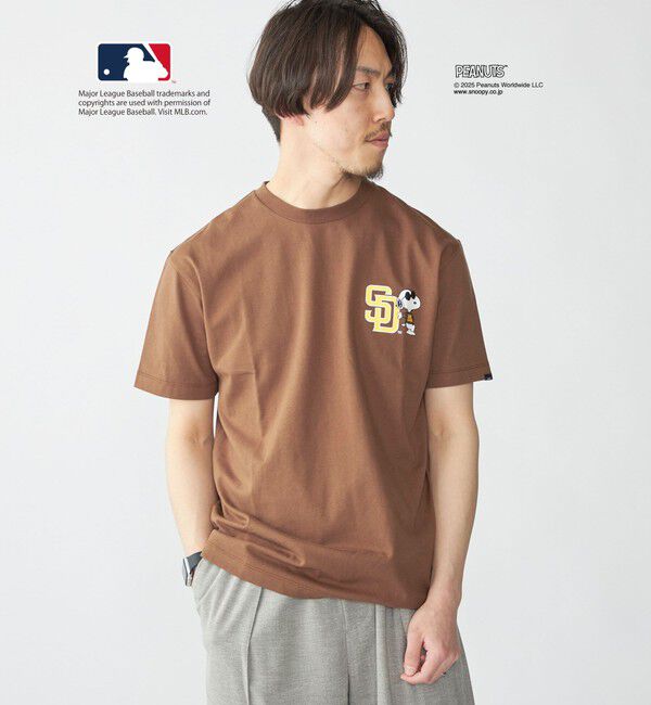 SHIPS「SHIPS: PEANUTS&times;MLB プリント Tシャツ」|Tシャツ・カットソー|ブラウン