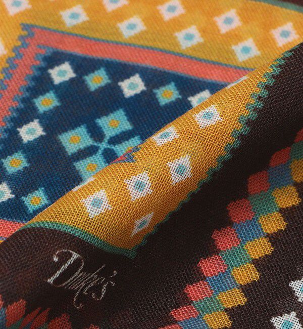 SHIPS「Drake's: KELIM BLOCKS WOOL-SILK SCARF」|ストール|