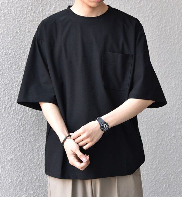 SHIPS any「SHIPS any: SOLOTEX(R) バックピケ リラックス ポケット付き ショートリーブ Tシャツ 26SS◇」|Tシャツ・カットソー|ブラック