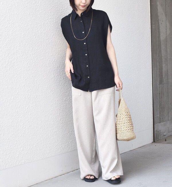 SHIPS Colors 「SHIPS Colors:〈洗濯機可能〉ユーロリネン (EURO Linen) フレンチスリーブ ビッグ シャツ◇」|シャツ・ブラウス|