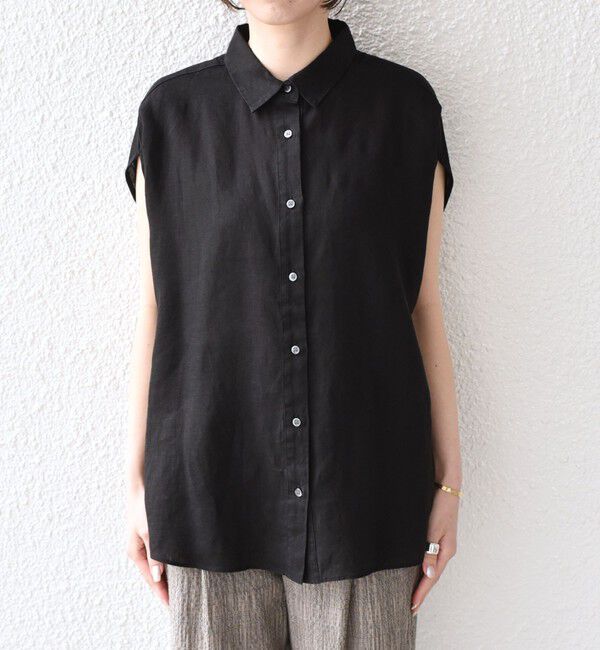 SHIPS Colors 「SHIPS Colors:〈洗濯機可能〉ユーロリネン (EURO Linen) フレンチスリーブ ビッグ シャツ◇」|シャツ・ブラウス|