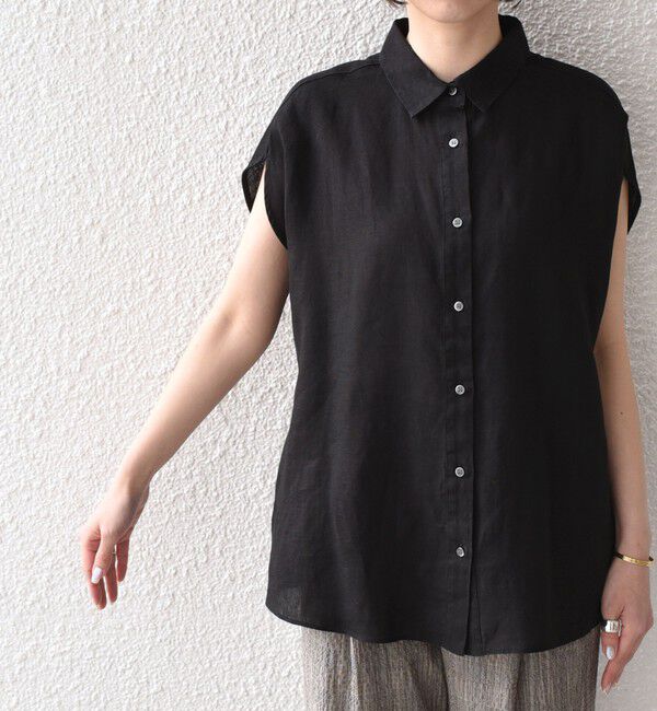 SHIPS Colors 「SHIPS Colors:〈洗濯機可能〉ユーロリネン (EURO Linen) フレンチスリーブ ビッグ シャツ◇」|シャツ・ブラウス|
