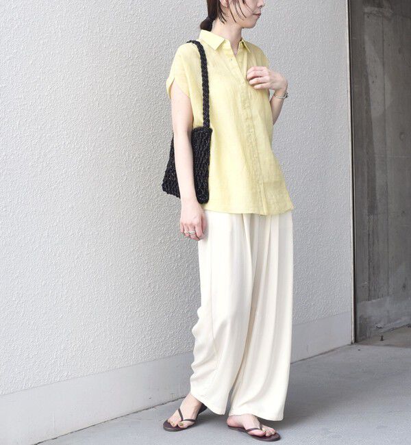 SHIPS Colors 「SHIPS Colors:〈洗濯機可能〉ユーロリネン (EURO Linen) フレンチスリーブ ビッグ シャツ◇」|シャツ・ブラウス|