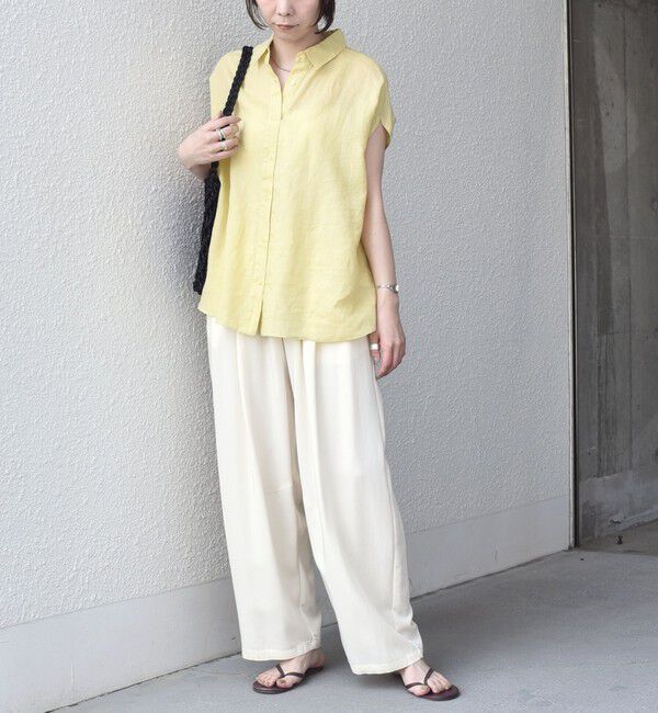 SHIPS Colors 「SHIPS Colors:〈洗濯機可能〉ユーロリネン (EURO Linen) フレンチスリーブ ビッグ シャツ◇」|シャツ・ブラウス|