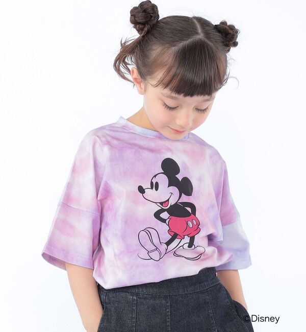 SHIPS KIDS「SHIPS KIDS:100～125cm / ミッキーマウス プリント タイダイ風 Tシャツ」|Tシャツ・カットソー|ラベンダー