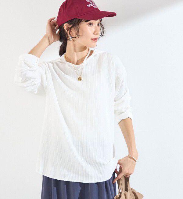 SHIPS Colors 「〈手洗い可能〉TC ワッフル フーディー トップス◇」|Tシャツ・カットソー|オフホワイト
