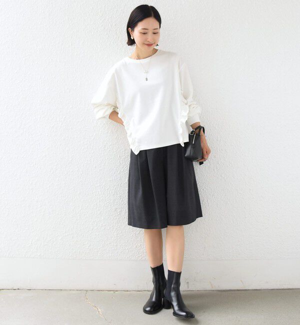 SHIPS for women「【WEB限定】〈洗濯機可能〉オーガニックコットン フリル ロングスリーブ TEE」|Tシャツ・カットソー|