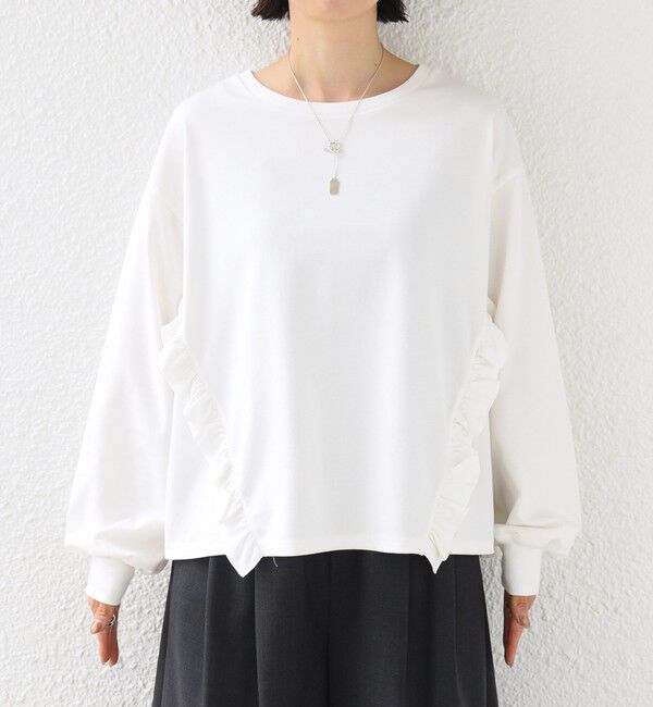 SHIPS for women「【WEB限定】〈洗濯機可能〉オーガニックコットン フリル ロングスリーブ TEE」|Tシャツ・カットソー|