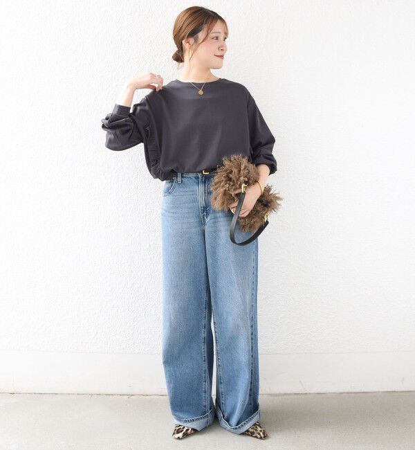 SHIPS for women「【WEB限定】〈洗濯機可能〉オーガニックコットン フリル ロングスリーブ TEE」|Tシャツ・カットソー|