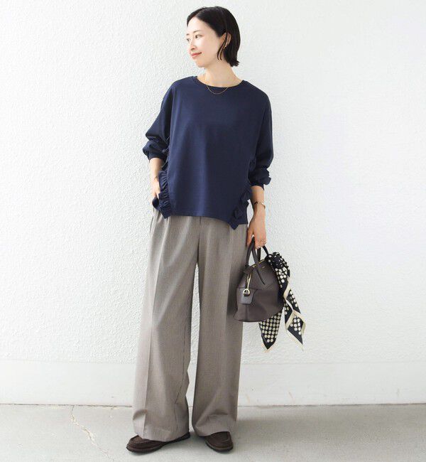 SHIPS for women「【WEB限定】〈洗濯機可能〉オーガニックコットン フリル ロングスリーブ TEE」|Tシャツ・カットソー|