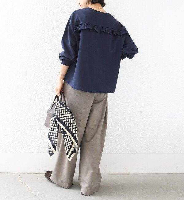 SHIPS for women「【WEB限定】〈洗濯機可能〉オーガニックコットン フリル ロングスリーブ TEE」|Tシャツ・カットソー|