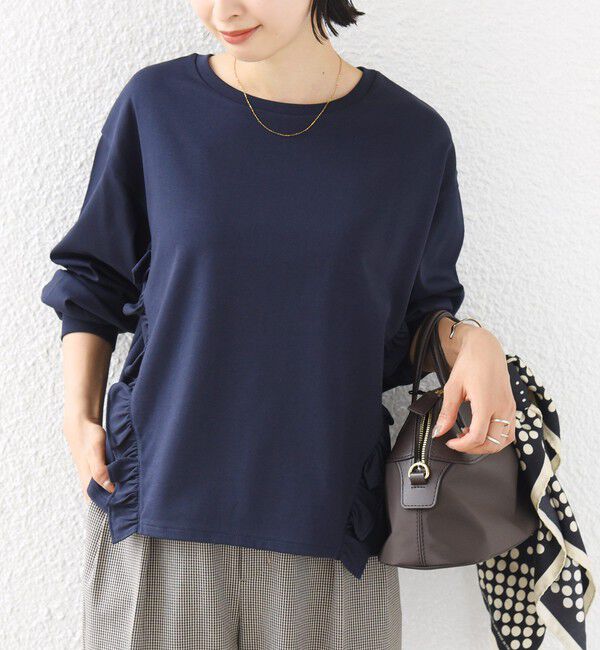 SHIPS for women「【WEB限定】〈洗濯機可能〉オーガニックコットン フリル ロングスリーブ TEE」|Tシャツ・カットソー|