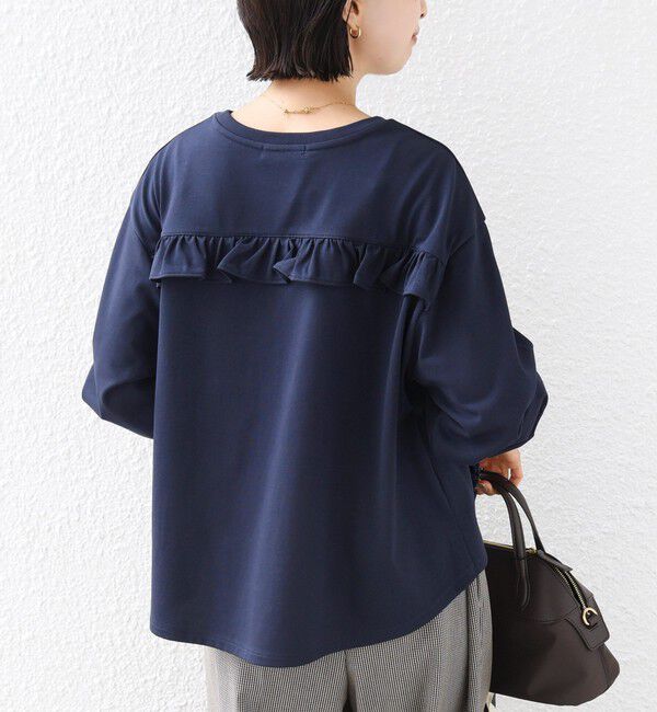 SHIPS for women「【WEB限定】〈洗濯機可能〉オーガニックコットン フリル ロングスリーブ TEE」|Tシャツ・カットソー|