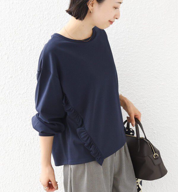 SHIPS for women「【WEB限定】〈洗濯機可能〉オーガニックコットン フリル ロングスリーブ TEE」|Tシャツ・カットソー|