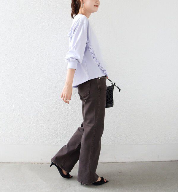SHIPS for women「【WEB限定】〈洗濯機可能〉オーガニックコットン フリル ロングスリーブ TEE」|Tシャツ・カットソー|