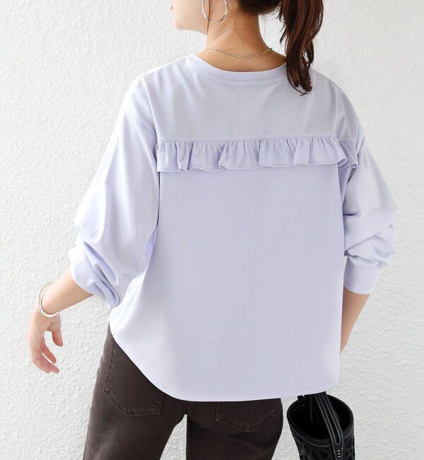 SHIPS for women「【WEB限定】〈洗濯機可能〉オーガニックコットン フリル ロングスリーブ TEE」|Tシャツ・カットソー|