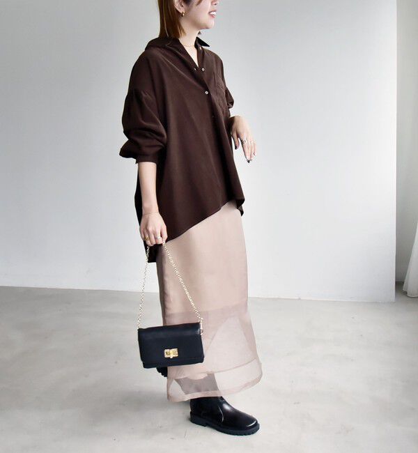 quaranciel「《予約》〈洗濯機可能〉シャツコール ギャザー レギュラーカラー ルーズ シャツ」|シャツ・ブラウス|
