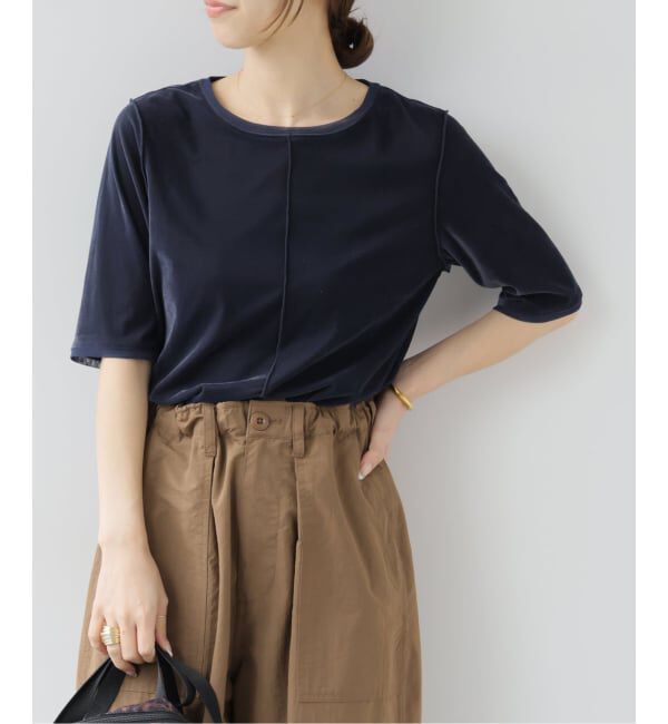 JOURNAL STANDARD relume「バイカラーベロアTEE」|Tシャツ・カットソー|ネイビー
