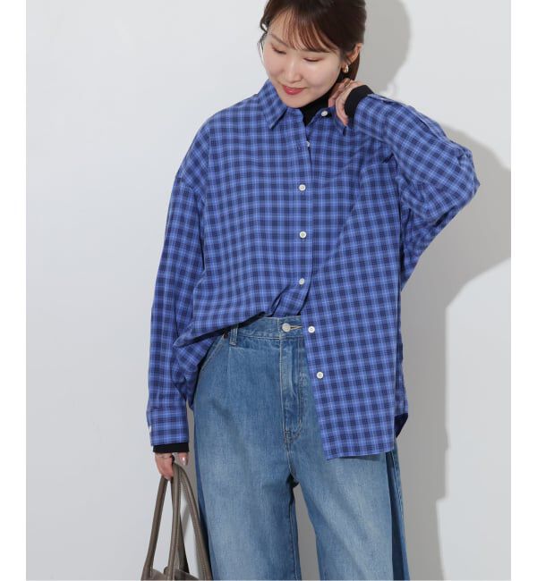 JOURNAL STANDARD relume「《予約》ソフトピーチチェックオーバーサイズシャツ」|シャツ・ブラウス|ブルー A