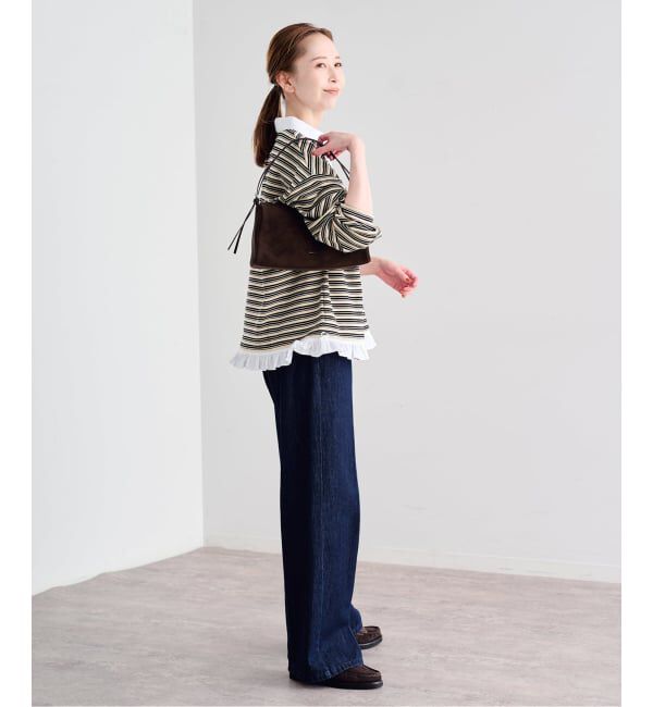 U by SPICK&SPAN「《追加予約》マルチボーダーフリルドッキングプルオーバー」|Tシャツ・カットソー|