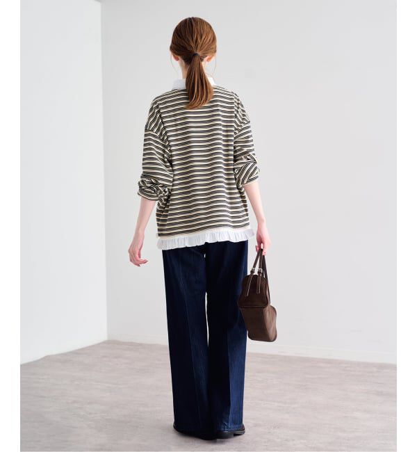 U by SPICK&SPAN「《追加予約》マルチボーダーフリルドッキングプルオーバー」|Tシャツ・カットソー|