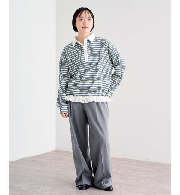 U by SPICK&SPAN「《追加予約》マルチボーダーフリルドッキングプルオーバー」|Tシャツ・カットソー|