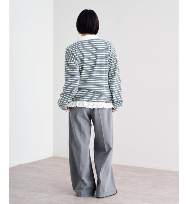 U by SPICK&SPAN「《追加予約》マルチボーダーフリルドッキングプルオーバー」|Tシャツ・カットソー|