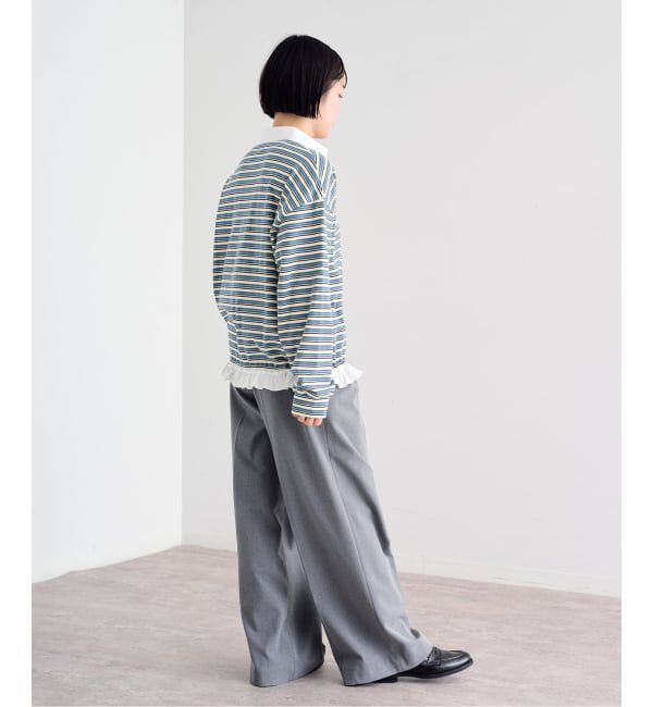U by SPICK&SPAN「《追加予約》マルチボーダーフリルドッキングプルオーバー」|Tシャツ・カットソー|