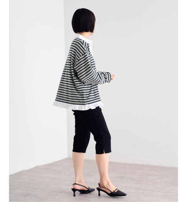 U by SPICK&SPAN「《追加予約》マルチボーダーフリルドッキングプルオーバー」|Tシャツ・カットソー|