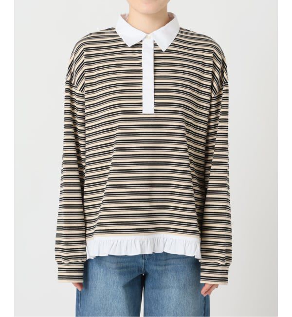 U by SPICK&SPAN「《追加予約》マルチボーダーフリルドッキングプルオーバー」|Tシャツ・カットソー|
