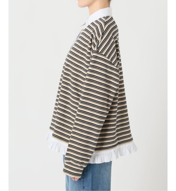 U by SPICK&SPAN「《追加予約》マルチボーダーフリルドッキングプルオーバー」|Tシャツ・カットソー|