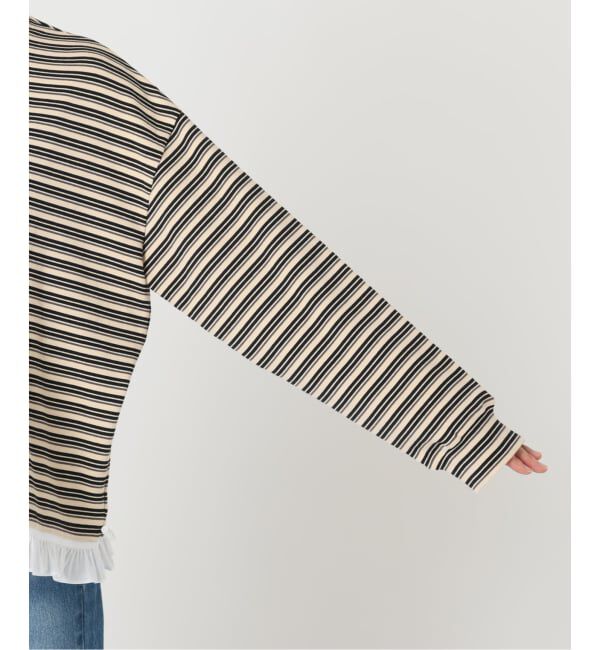 U by SPICK&SPAN「《追加予約》マルチボーダーフリルドッキングプルオーバー」|Tシャツ・カットソー|
