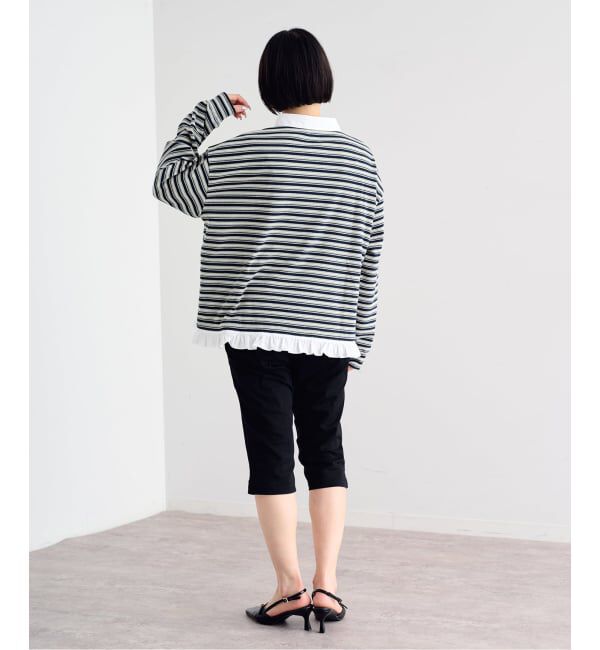 U by SPICK&SPAN「《追加予約》マルチボーダーフリルドッキングプルオーバー」|Tシャツ・カットソー|