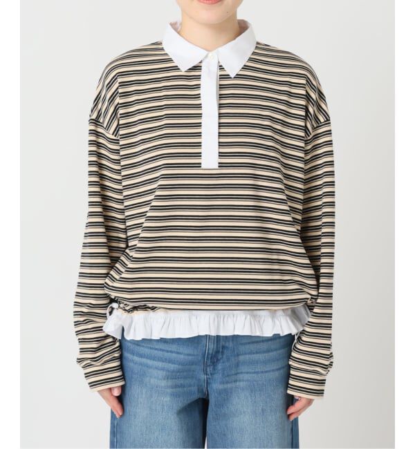 U by SPICK&SPAN「《追加予約》マルチボーダーフリルドッキングプルオーバー」|Tシャツ・カットソー|
