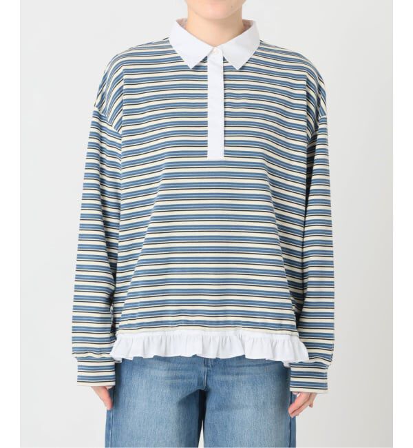 U by SPICK&SPAN「《追加予約》マルチボーダーフリルドッキングプルオーバー」|Tシャツ・カットソー|