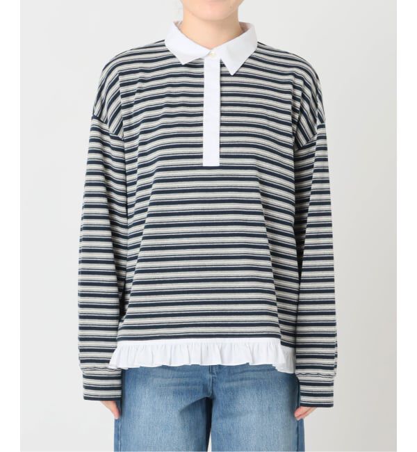 U by SPICK&SPAN「《追加予約》マルチボーダーフリルドッキングプルオーバー」|Tシャツ・カットソー|