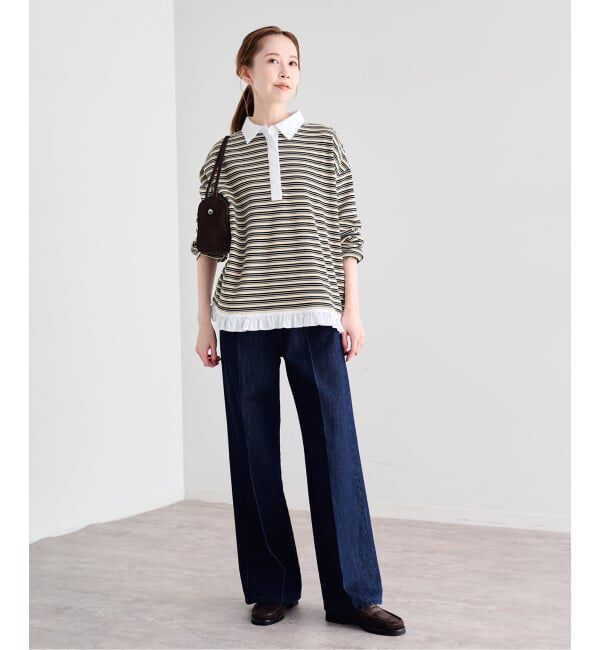 U by SPICK&SPAN「《追加予約》マルチボーダーフリルドッキングプルオーバー」|Tシャツ・カットソー|