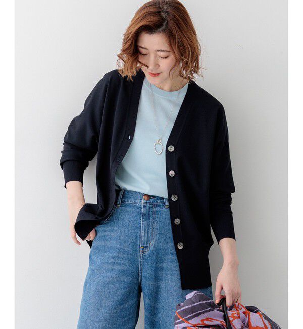 23区「【LEE掲載】レーヨンポリエステルストレッチ Vネック カーディガン」|カーディガン|ネイビー系