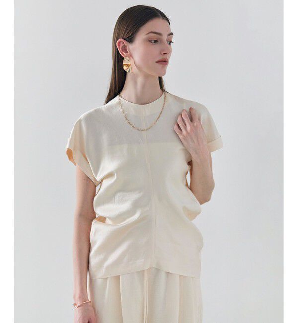 BEIGE,「【Precious掲載】CYANO / サテン ドレープブラウス」|シャツ・ブラウス|