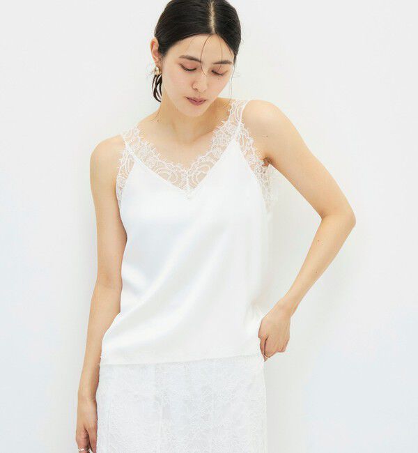 NOLLEY'S sophi「ウォッシャブルレーストリミング2WAYサテンキャミ」|キャミソール|