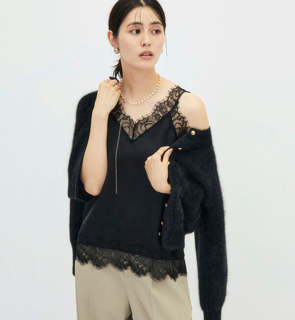 NOLLEY'S sophi「ウォッシャブルレーストリミング2WAYサテンキャミ」|キャミソール|