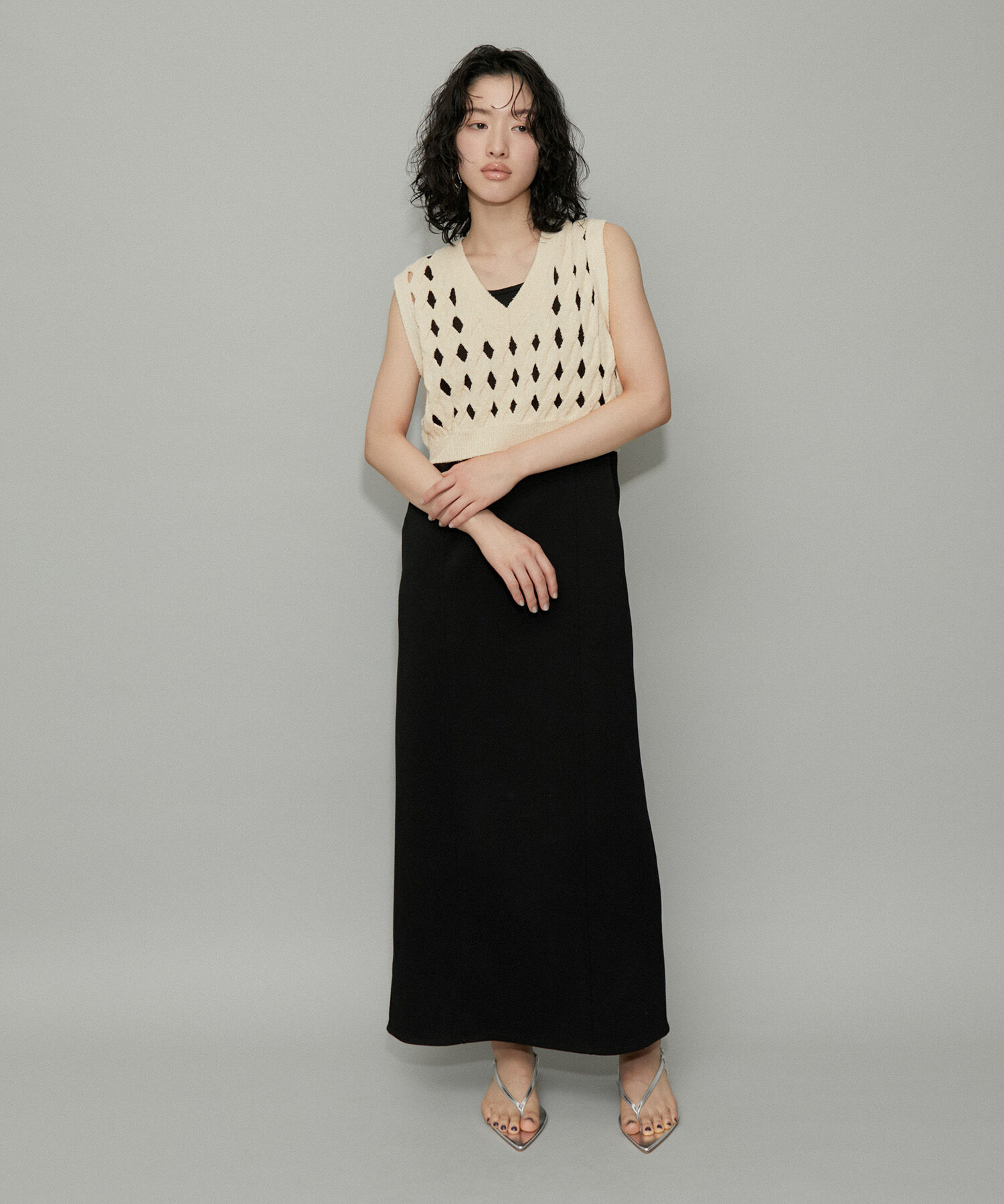 ADAM ET ROPE'「【再入荷・WEB限定・セットアイテム】パターンニットジレコンビワンピース」|ワンピース|
