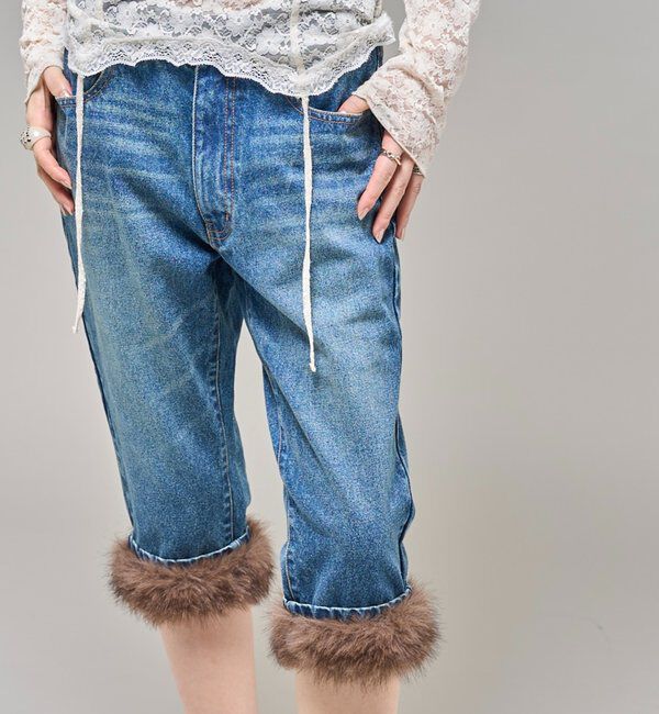  「【26AW LOOK掲載品番】2wayラギッドファーカプリ」|デニム|ブルー