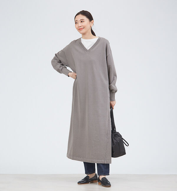 collex「ピグメントダイ裏毛Vネックワンピース」|ワンピース|