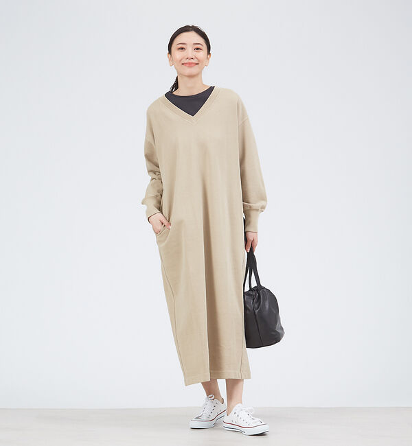 collex「ピグメントダイ裏毛Vネックワンピース」|ワンピース|