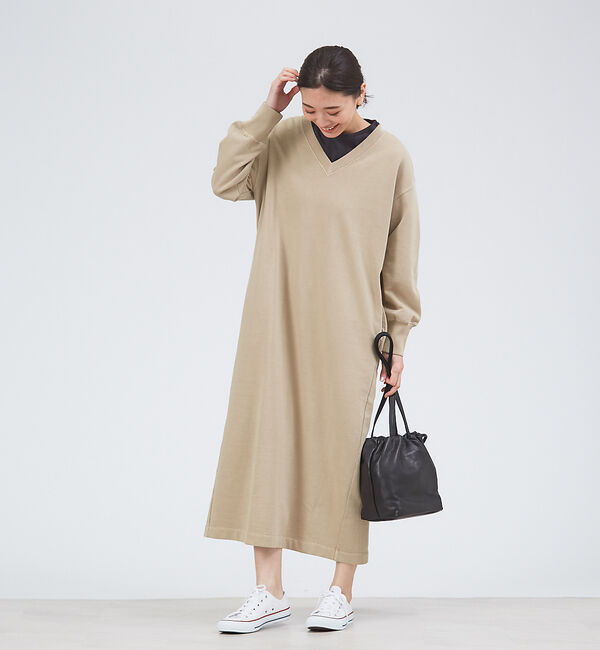 collex「ピグメントダイ裏毛Vネックワンピース」|ワンピース|