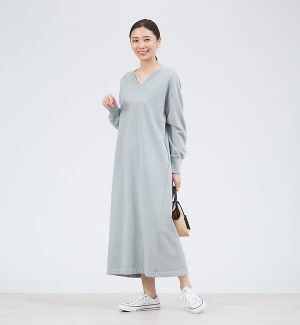 collex「ピグメントダイ裏毛Vネックワンピース」|ワンピース|